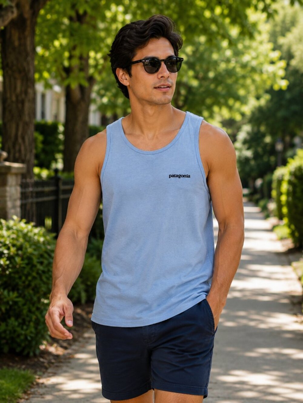 Patagonia Light Blue Logo Graphic Tank Top Men's Size Small